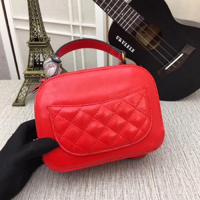 Chanel Calfskin & Gold-Tone Metal bag A81332 red