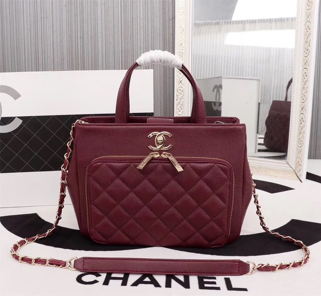 Chanel Calfskin & Gold-Tone Metal bag A81335 Burgundy