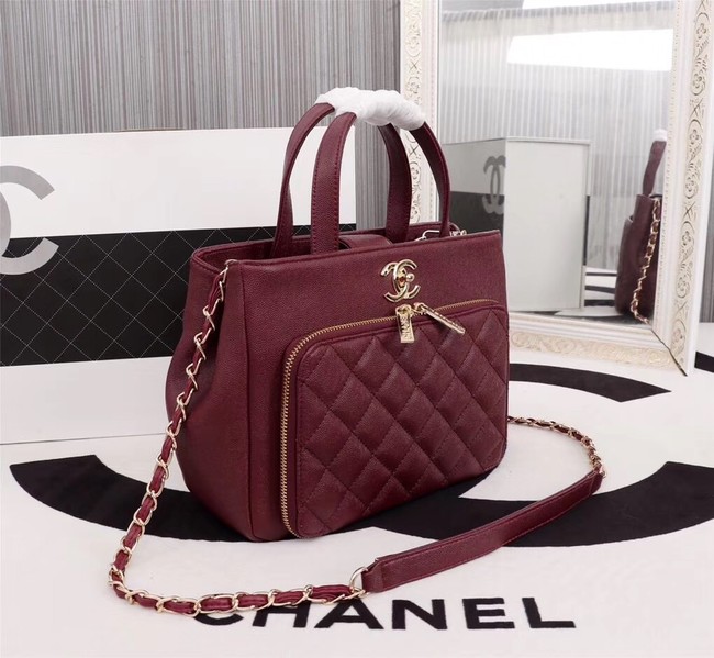 Chanel Calfskin & Gold-Tone Metal bag A81335 Burgundy