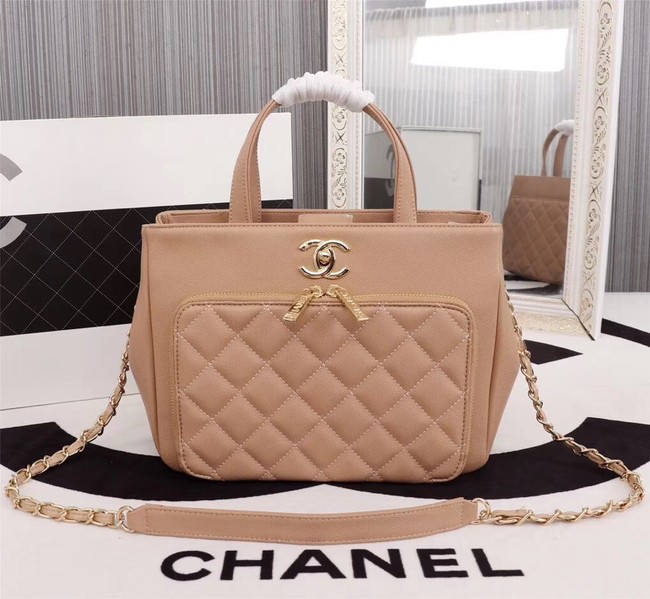 Chanel Calfskin & Gold-Tone Metal bag A81335 apricot