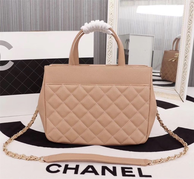 Chanel Calfskin & Gold-Tone Metal bag A81335 apricot