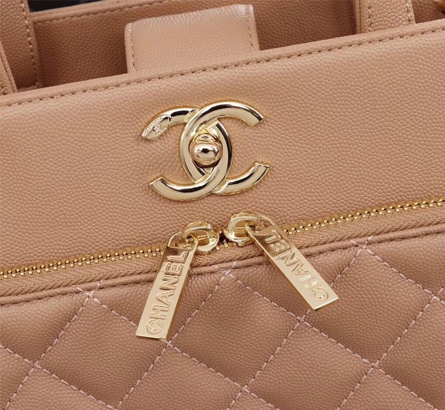 Chanel Calfskin & Gold-Tone Metal bag A81335 apricot