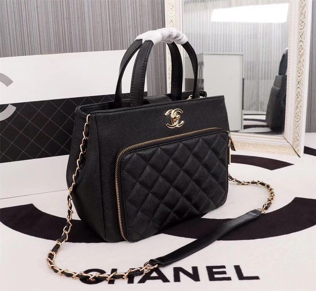 Chanel Calfskin & Gold-Tone Metal bag A81335 black