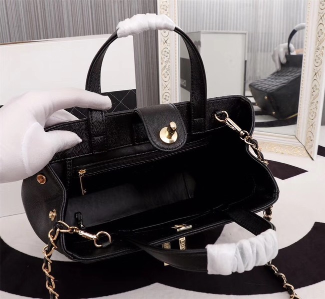 Chanel Calfskin & Gold-Tone Metal bag A81335 black