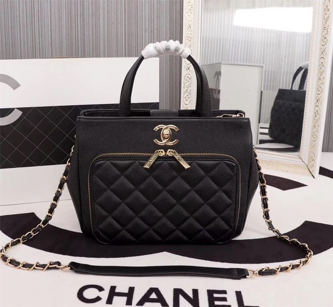 Chanel Calfskin & Gold-Tone Metal bag A81335 black