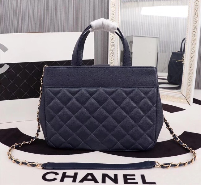 Chanel Calfskin & Gold-Tone Metal bag A81335 dark blue