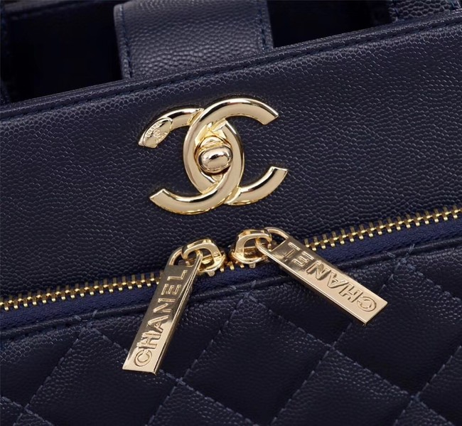 Chanel Calfskin & Gold-Tone Metal bag A81335 dark blue