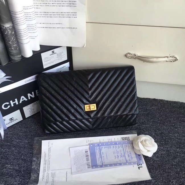 Chanel classic clutch Calfskin & Gold-Tone Metal 35629 black