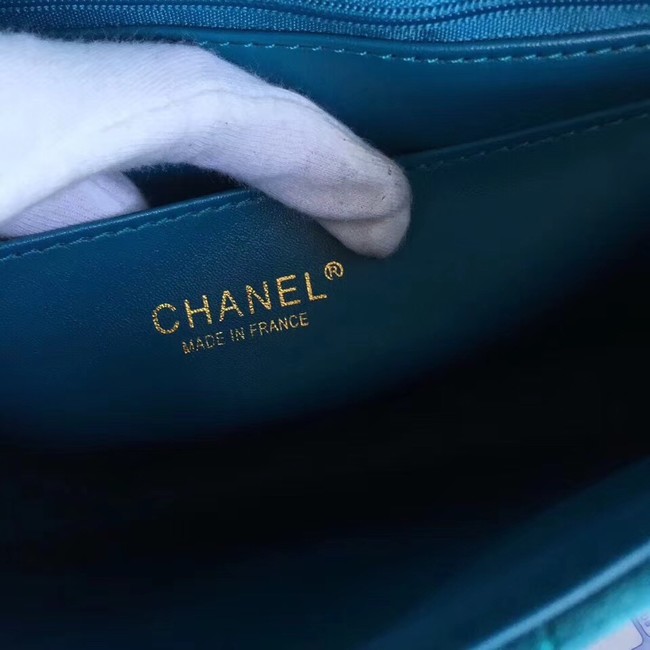 Chanel classic clutch velvet & Gold-Tone Metal 35629 blue