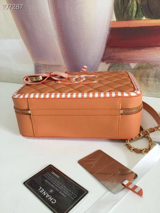 Chanel vanity case Grained Calfskin & gold-Tone Metal A93344 apricot