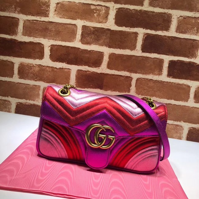 Gucci GG Marmont matelasse bag 443497 Fuchsia&red& pink