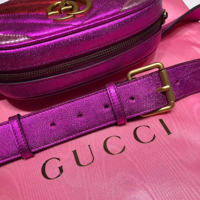 Gucci GG Marmont matelasse leather belt bag 476434 Fuchsia&red& pink