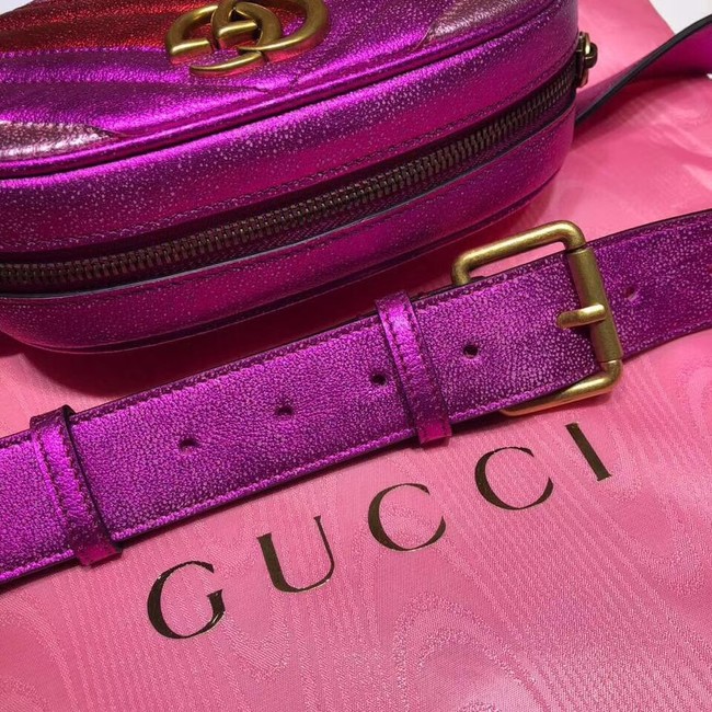 Gucci GG Marmont matelasse leather belt bag 476434 Fuchsia&red& pink