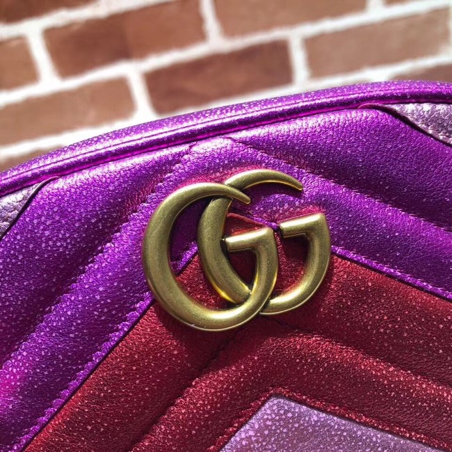 Gucci GG Marmont matelasse leather belt bag 476434 Fuchsia&red& pink