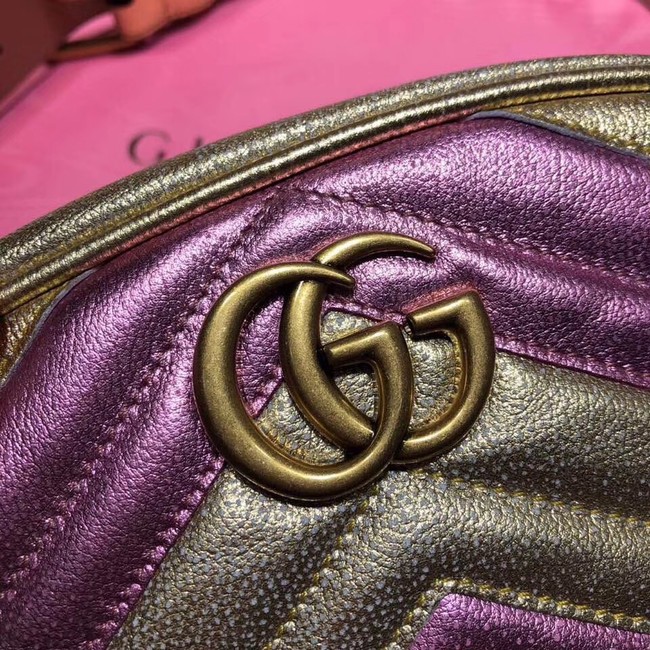 Gucci GG Marmont matelasse leather belt bag 476434 Pink&gold