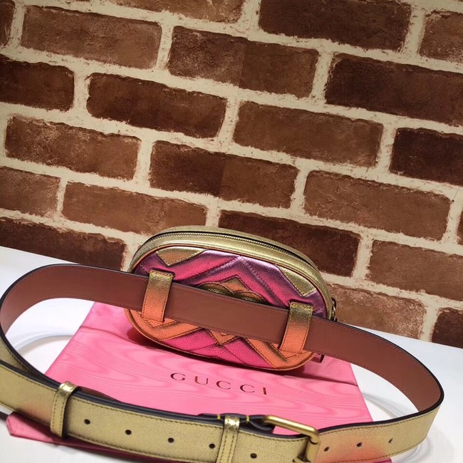 Gucci GG Marmont matelasse leather belt bag 476434 Pink&gold