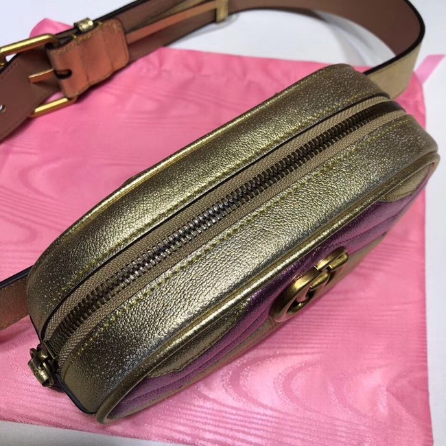 Gucci GG Marmont matelasse leather belt bag 476434 Pink&gold