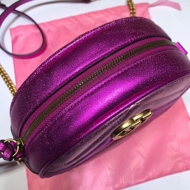 Gucci GG Marmont mini round shoulder bag 550154 Fuchsia&red& pink