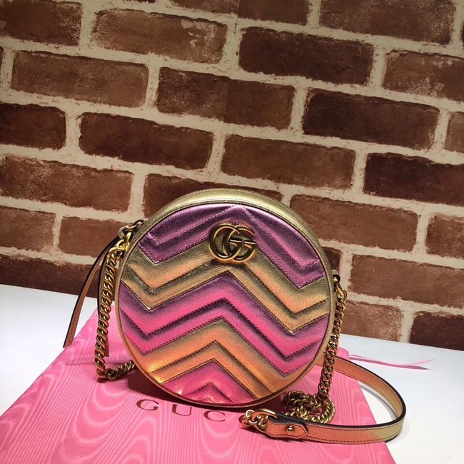 Gucci GG Marmont mini round shoulder bag 550154 Pink&gold