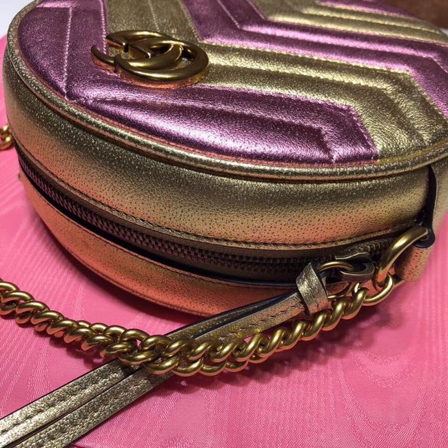 Gucci GG Marmont mini round shoulder bag 550154 Pink&gold