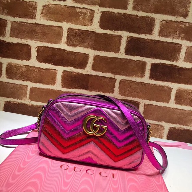 Gucci GG Marmont small matelasse shoulder bag 447632 Fuchsia&red&pink