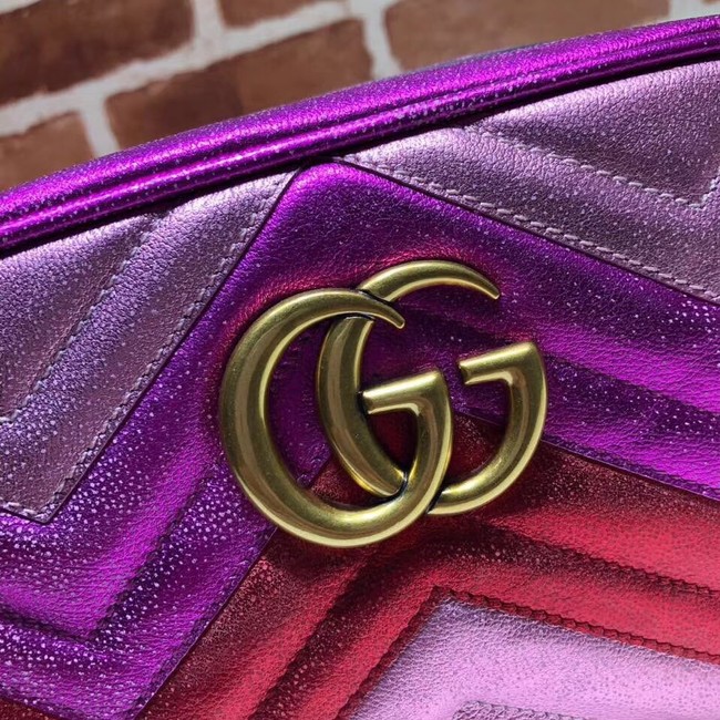 Gucci GG Marmont small matelasse shoulder bag 447632 Fuchsia&red&pink