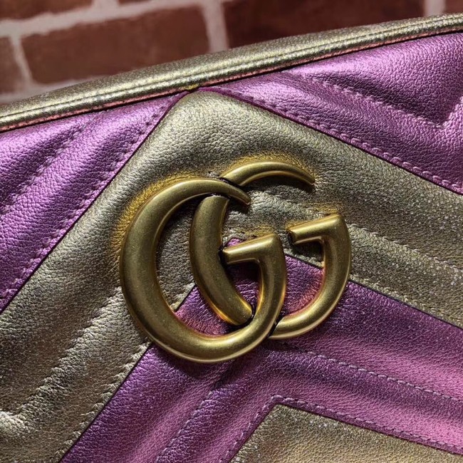 Gucci GG Marmont small matelasse shoulder bag 447632 Pink&gold