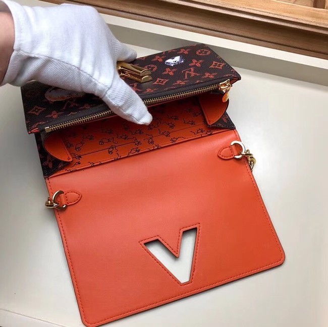 Louis Vuitton Monogram Canvas Twist Chain Wallet M63888 orange