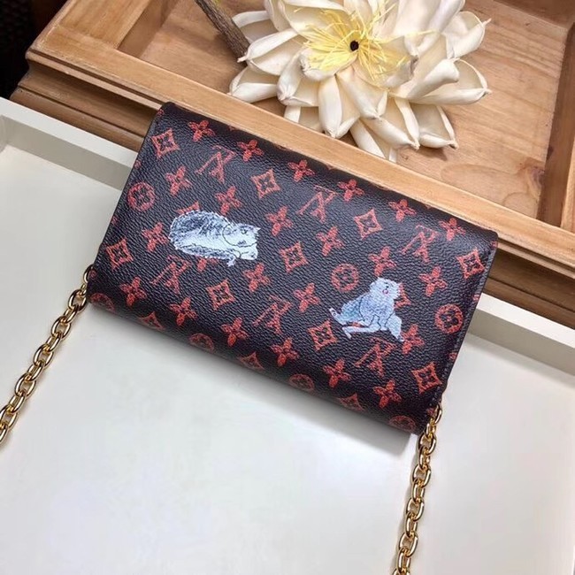 Louis Vuitton Monogram Canvas Twist Chain Wallet M63888 orange