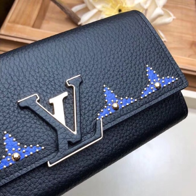 Louis Vuitton original CAPUCINES WALLET M63211 blue