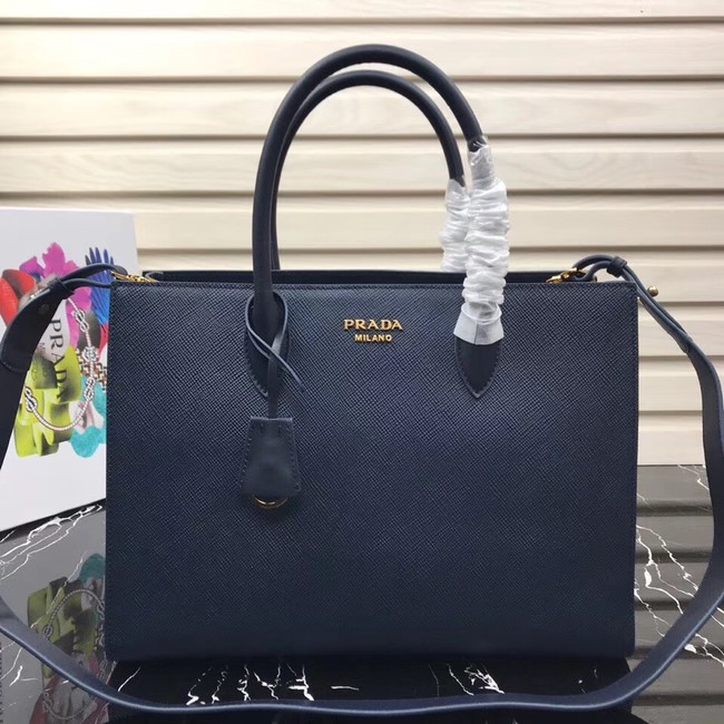 Prada Saffiano Leather Tote Large 1BA153 dark blue