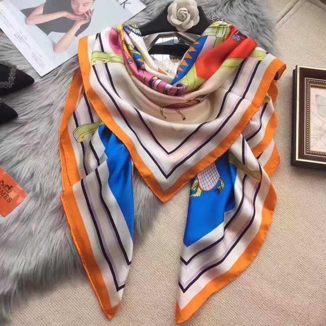 Hermes Scarf in silk twill with hand rolled edges H0032 orange&pink