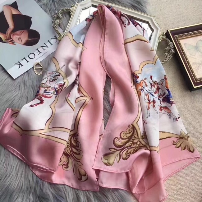 Hermes Scarf in silk twill with hand rolled edges H0032 pink