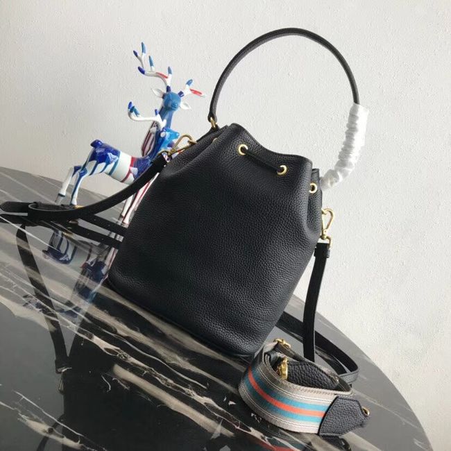 Prada Leather bucket bag 1BE018 black