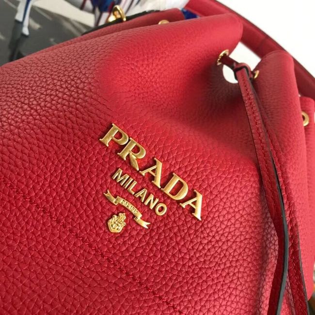 Prada Leather bucket bag 1BE018 red