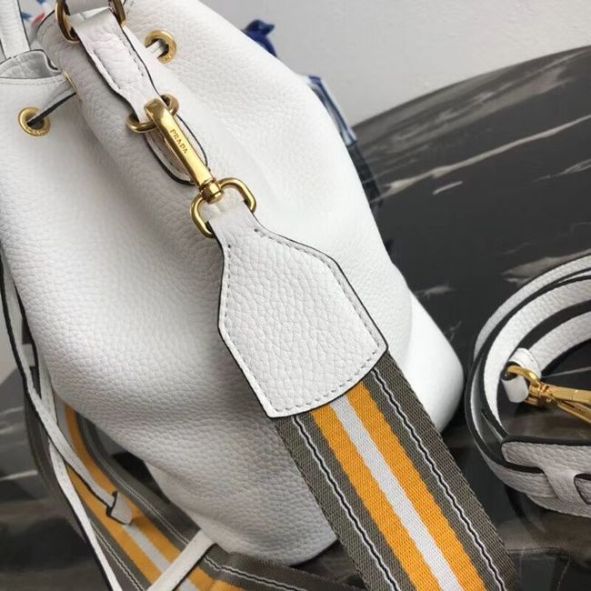 Prada Leather bucket bag 1BE018 white