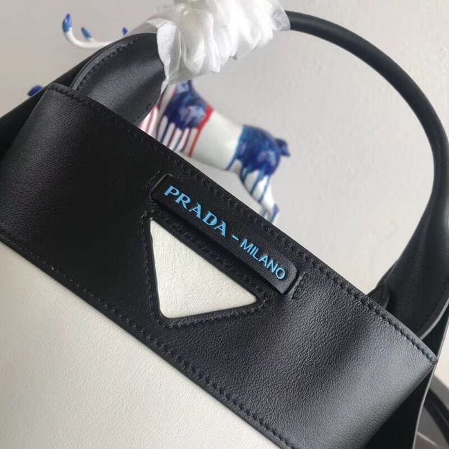 Prada Margit leather shoulder bag 1BE015 Black&white