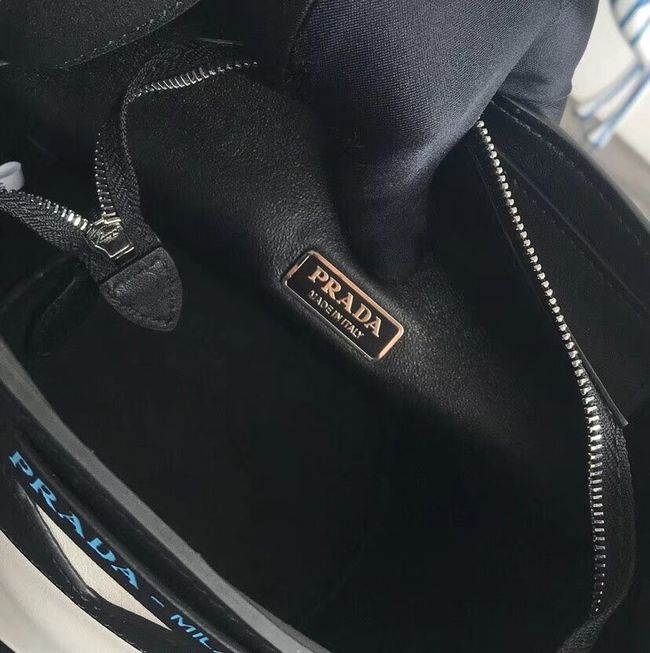 Prada Margit leather shoulder bag 1BE015 Black&white