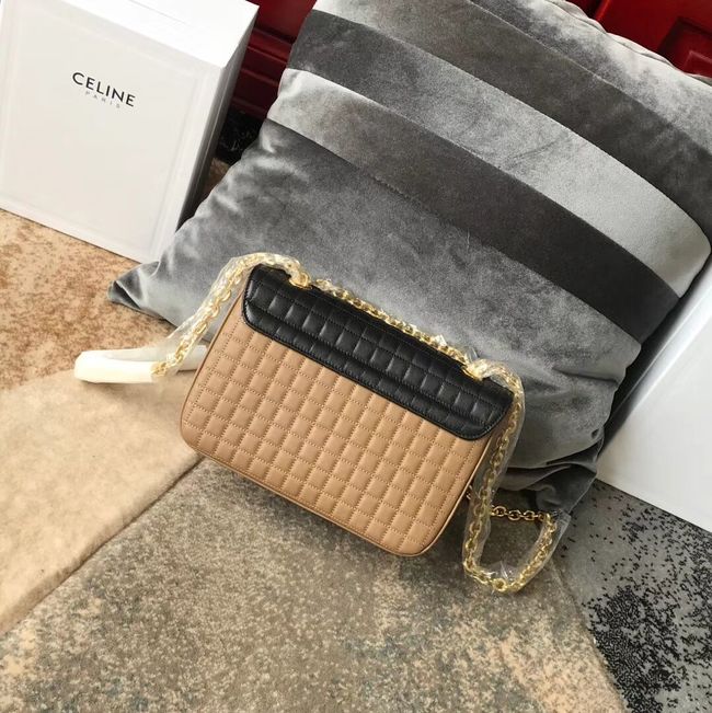 CELINE MEDIUM C BAG IN BICOLOUR QUILTED CALFSKIN CL87253 Camel&black