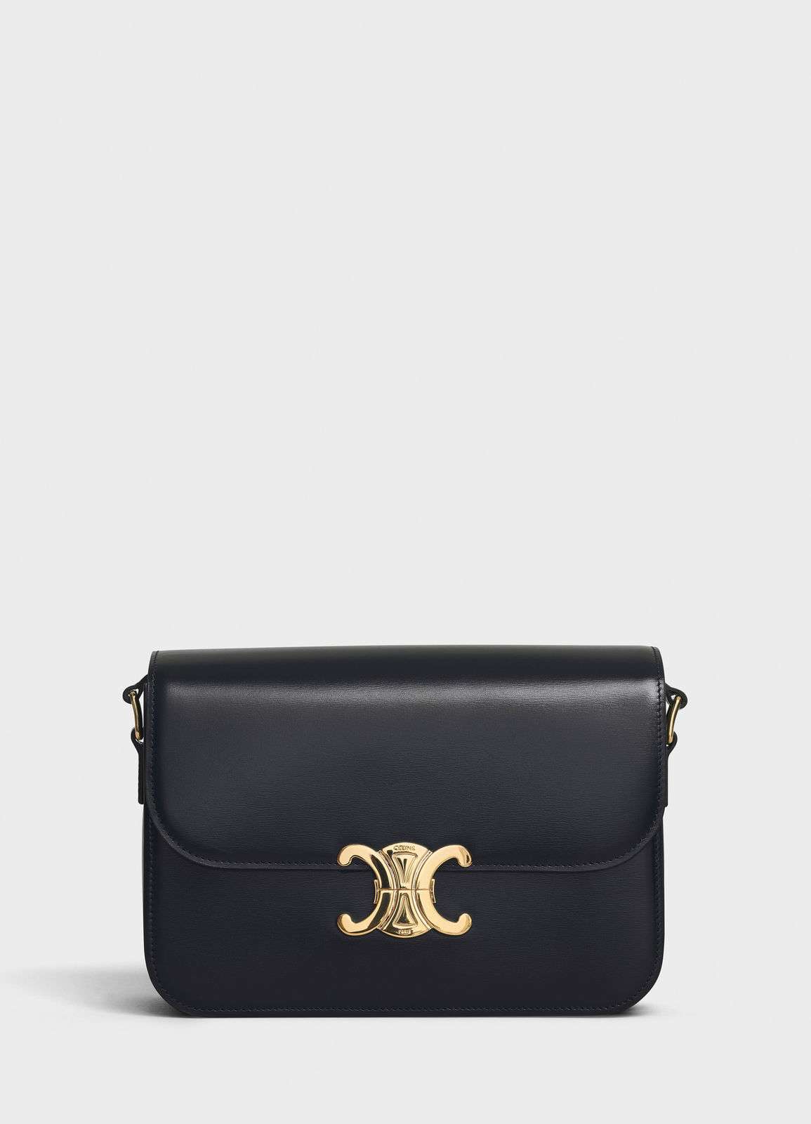 CELINE MEDIUM TRIOMPHE BAG IN SHINY CALFSKIN CL87363 BLACK