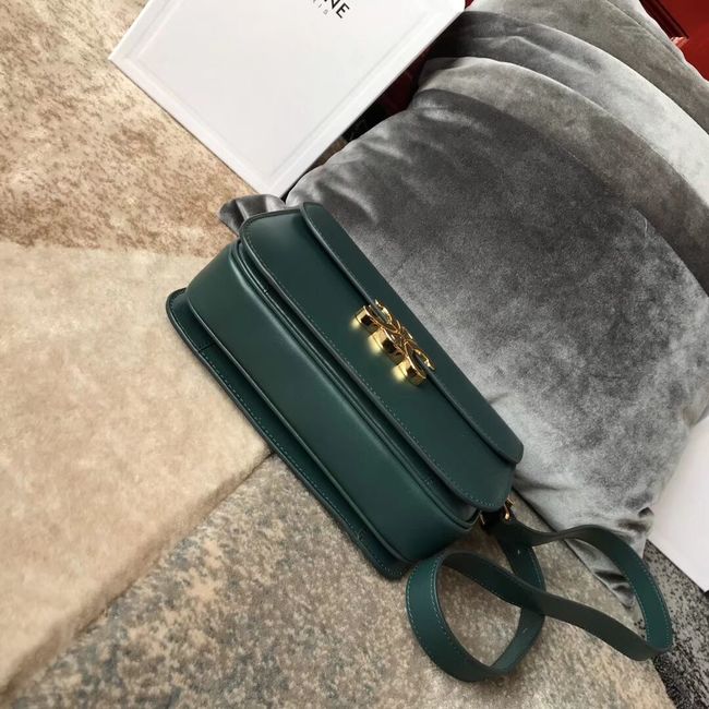 CELINE MEDIUM TRIOMPHE BAG IN SHINY CALFSKIN CL87363 GREEN