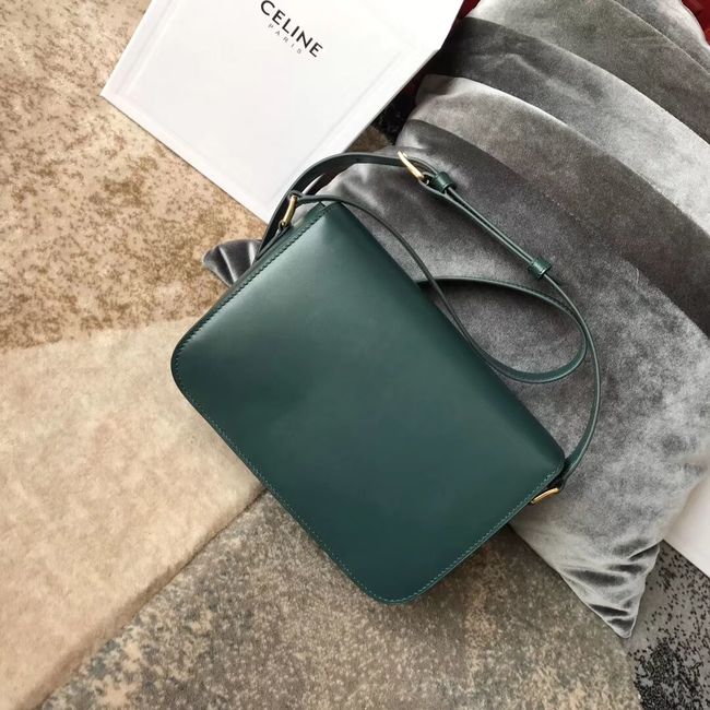 CELINE MEDIUM TRIOMPHE BAG IN SHINY CALFSKIN CL87363 GREEN