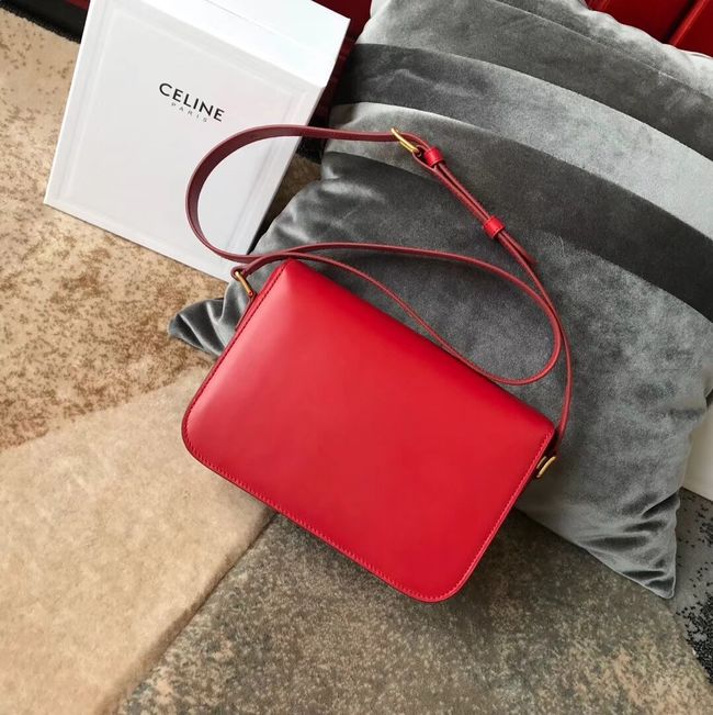 CELINE MEDIUM TRIOMPHE BAG IN SHINY CALFSKIN CL87363 RED