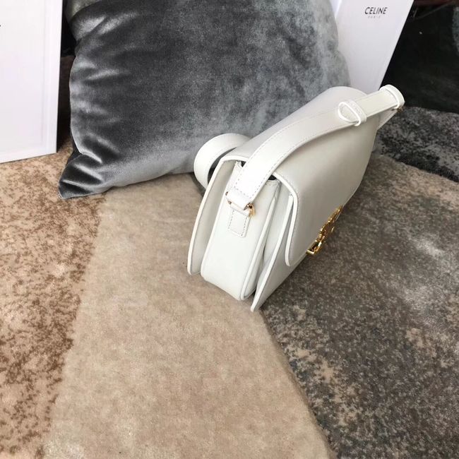 CELINE MEDIUM TRIOMPHE BAG IN SHINY CALFSKIN CL87363 WHITE