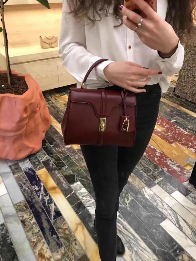 CELINE SMALL 16 BAG IN SATINATED CALFSKIN 188003 Burgundy