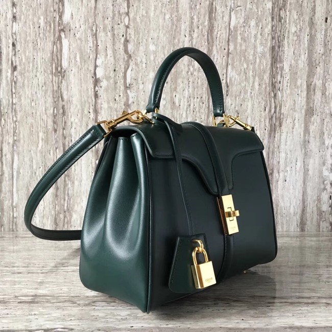 CELINE SMALL 16 BAG IN SATINATED CALFSKIN 188003 GREEN