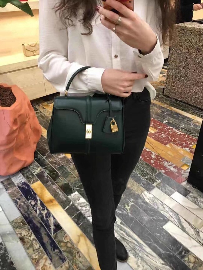 CELINE SMALL 16 BAG IN SATINATED CALFSKIN 188003 GREEN