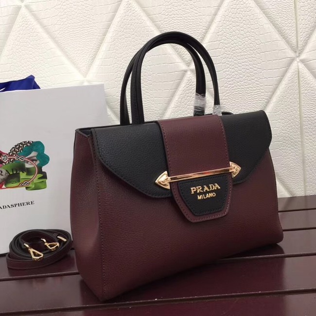 Prada Calf leather bag 13709 Burgundy