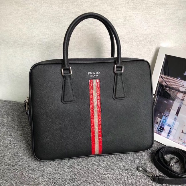 Prada Saffiano leather work bag 2VE368-3 black