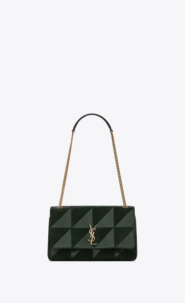 SAINT LAURENT Jamie leather quilted shoulder bag 515821 green